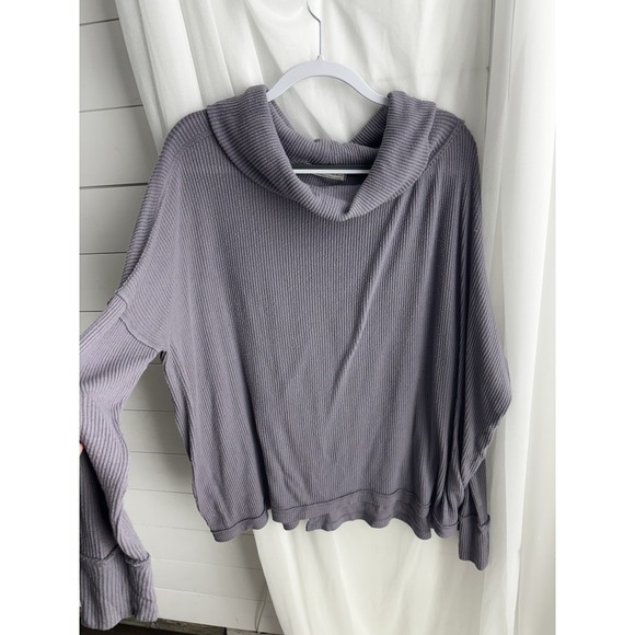 We The Free Womens Size L The Rosa Ribbed Sweater Shirt Lavender Lagenlook 0465 - Picture 2 of 10